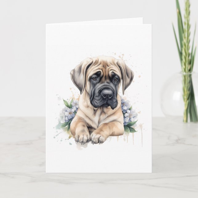 Cartão De Agradecimento Inglês Mastiff Watercolor (Frente)