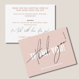 Cartão De Agradecimento Inserção de embalagem cor-de-rosa com rosca modern