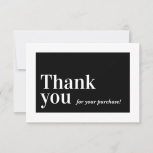 Cartão De Agradecimento INSERIR PEDIDO ELEGANTE obrigado de negócios preto
