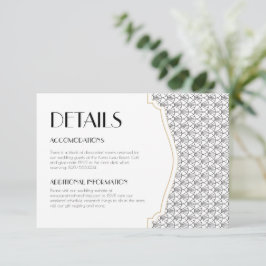 Cartão De Agradecimento Inserto de Detalhes de Casamento Art Deco