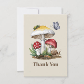 Cartão De Agradecimento Insetos Natureza Da Madeira De Cogumelo