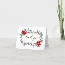 Cartão De Agradecimento Inspiração de Poinsettia de Natal Eucalyptus