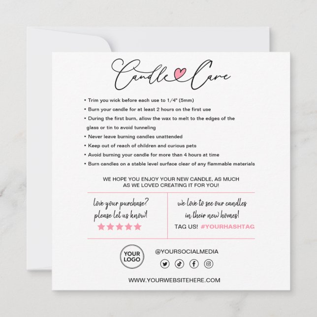 Cartão De Agradecimento Instruções de atendimento e cliente (Verso)