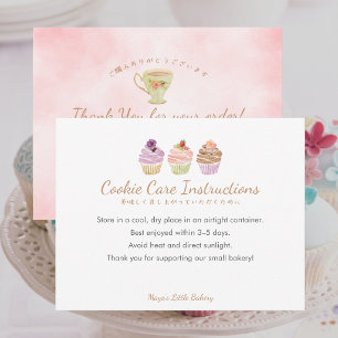 Cartão De Agradecimento Instruções de Cuidados com Biscoito de Cupcake Pas