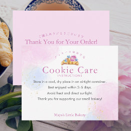 Cartão De Agradecimento Instruções de Cuidados com Biscoito Floral Elegant
