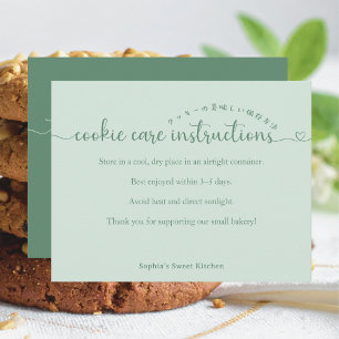 Cartão De Agradecimento Instruções de Cuidados com Biscoitos Simple Green