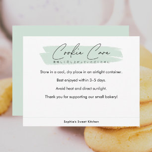 Cartão De Agradecimento Instruções de Cuidados com Biscoitos Verde Minimal