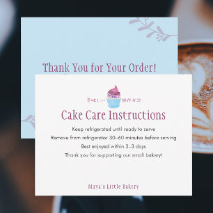 Cartão De Agradecimento Instruções de Cuidados com Bolo de Cupcake Escandi