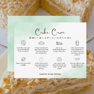 Cartão De Agradecimento Instruções de Cuidados com Bolo Verde Simples Aqua