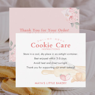 Cartão De Agradecimento Instruções de Cuidados com Cookies de Pinça de Tin