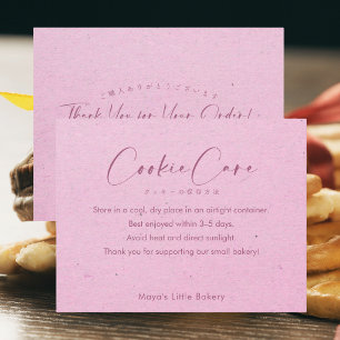 Cartão De Agradecimento Instruções de Cuidados com Cookies em Letra Elegan