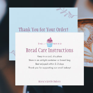 Cartão De Agradecimento Instruções de Cuidados com o Pão de Cupcake Escand