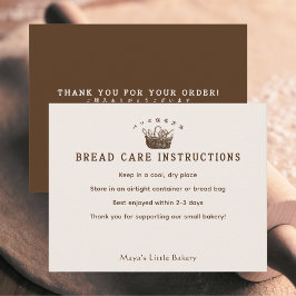 Cartão De Agradecimento Instruções de Cuidados com Pão de Padaria Caseira