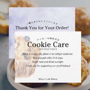 Cartão De Agradecimento Instruções de Cuidados para Biscoito de Blueberry