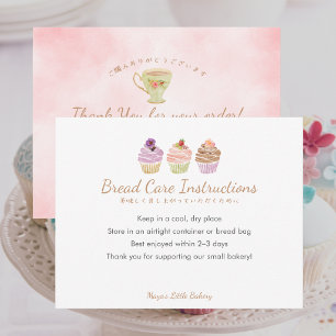 Cartão De Agradecimento Instruções de Cuidados para Pão de Cupcake Pastel