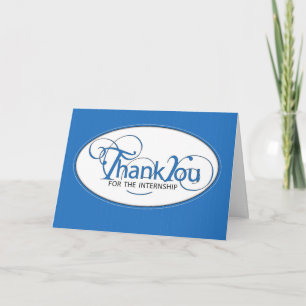 Cartão De Agradecimento Internship Thank You, Elegant Blue Script