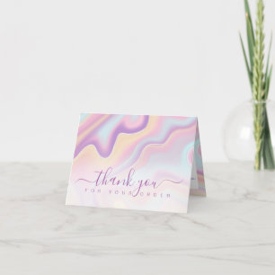 Cartão De Agradecimento Iridescente Holographic Obrigado pela sua encomend