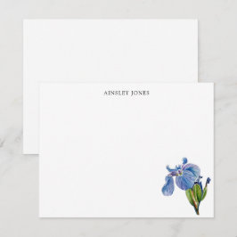 Cartão De Agradecimento Íris flor azul aquarela
