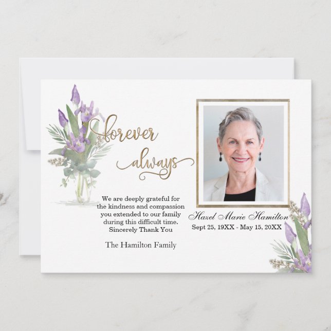 Cartão De Agradecimento Íris - Obrigado pela Simpatia Personalizado com Fo (Frente)