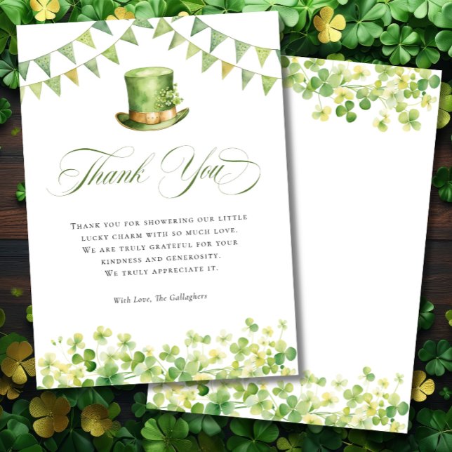 Cartão De Agradecimento Irish St Patrick's Baby Shower Green Shamrock (Irish St Patrick's Baby Shower Green Shamrock Thank You Card)