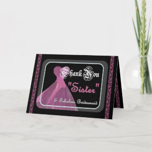 Cartão De Agradecimento IRMÃ-NA-LEI Bridesmaid OBRIGADO - Purple Gown