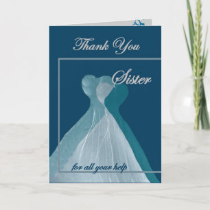 Cartão De Agradecimento IRMÃ Obrigado Bridesmaid - TEAL Gown