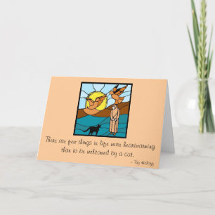 Cartão De Agradecimento Irmã Seraphim com Gatos e Pássaro