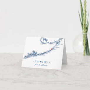 Cartão De Agradecimento Islamorada FL Mapa Elegante Marinho Azul Personali