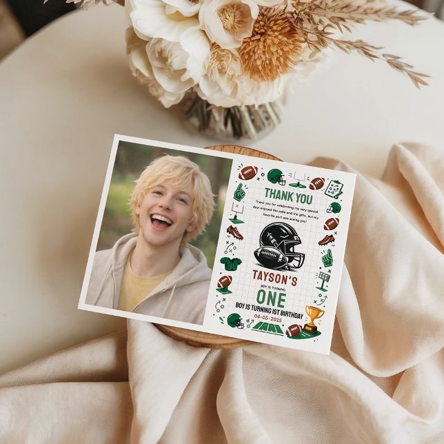 Cartão De Agradecimento It’s Game Time football 1st Birthday (It’s Game Time football 1st Birthday Thank You Card
)