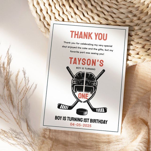 Cartão De Agradecimento It’s Game Time Hockey 1st Birthday Party (It’s Game Time Hockey 1st Birthday Party Thank You Card
)