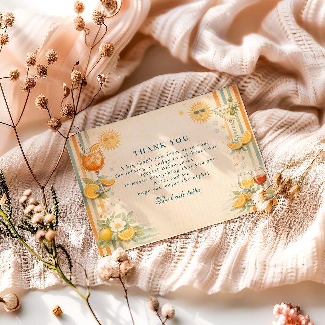 Cartão De Agradecimento Italian Aperitivo Citrus Ciao Miss Bridal Shower (Criador carregado)