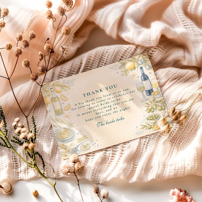 Cartão De Agradecimento Italian Ciao Miss Bridal Shower (Criador carregado)