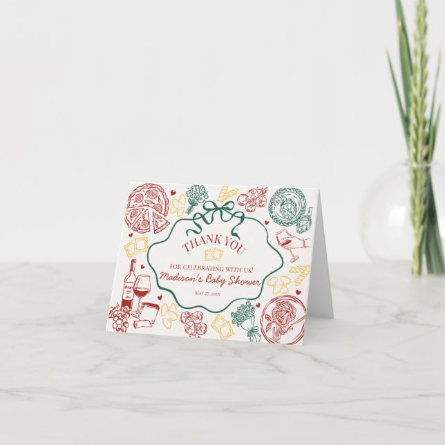 Cartão De Agradecimento Italian Pasta Dinner Party Thank You Card  (Frente)