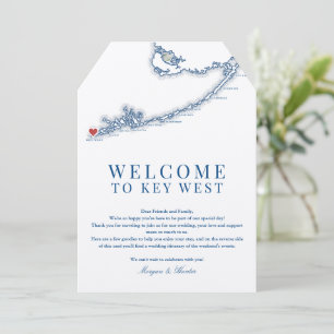 Cartão De Agradecimento Itinerário de Boas-Vindas de Casamento Azul-Marinh