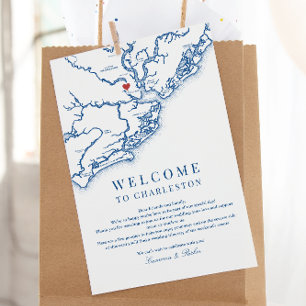 Cartão De Agradecimento Itinerário de Boas-Vindas de Casamento Charleston 