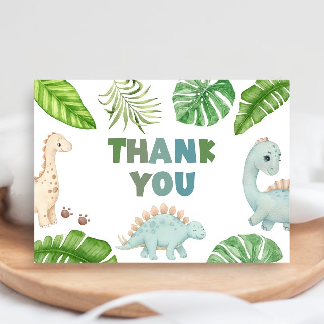 Cartão De Agradecimento It's a Boy Dinosaur Baby Shower  (Dinosaur Baby Shower Thank you Card)