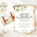 Cartão De Agradecimento Ivory Floral Twin Girls Elephant Chá de fraldas Fo<br><div class="desc">c) O Feliz Cat Studio</div>