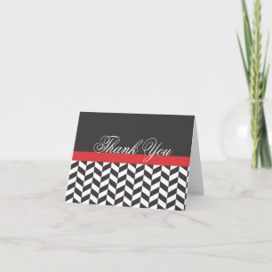 Cartão De Agradecimento Jagged Chevron Black White Red Thank You Note