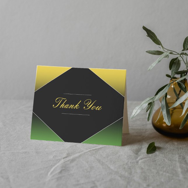 Cartão De Agradecimento Jamaica Green Black & Dourado Caribe Elegante (Jamaica Green Black & Gold Caribbean Elegant Thank You Card
)