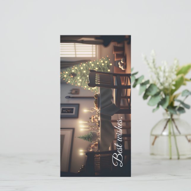 Cartão De Agradecimento jantar de natal (Em pé/Frente)