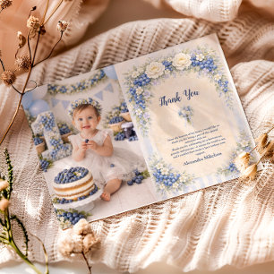 Cartão De Agradecimento Jardim Berry First Floral 1º Aniversário