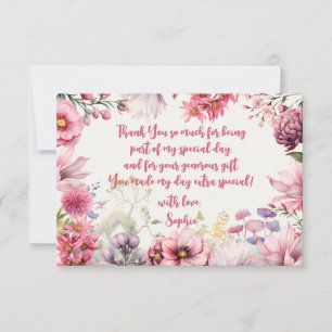 Cartão De Agradecimento Jardim de fadas aquarela aniversário infantil