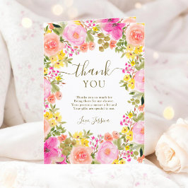 Cartão De Agradecimento Jardim de flores silvestres boho foto chá de noiva