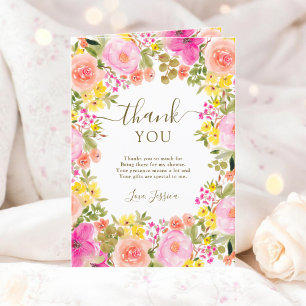 Cartão De Agradecimento Jardim de flores silvestres boho foto chá de noiva