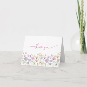 Cartão De Agradecimento Jardim de Flores Silvestres Casamento Floral Noiva