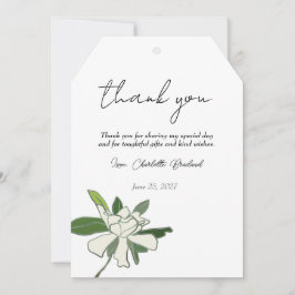 Cartão De Agradecimento Jardim de Gardênia Floral Branco Simples Chá de No