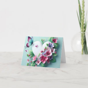 Cartão De Agradecimento Jardim de Primavera Caprichoso e Flor de Borboleta