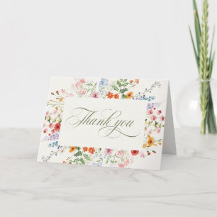 Cartão De Agradecimento Jardim de Primavera de Flores Silvestres Casamento