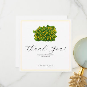 Cartão De Agradecimento Jardim Floral Amarelo Aquarela Casamento Branco