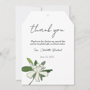 Cartão De Agradecimento Jardim Floral Branco Gardenia Simples Chuva de Noi